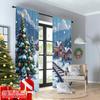 2pcs 2D Flat Printing Merry Christmas Popular Drapes Christmas Village Train Scene_b Polyester Without Electricity Festive