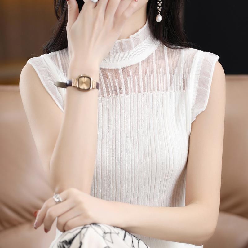 Splicing Sleeveless Half-height Women's Summer Slim-fitting Versatile Temperament Top