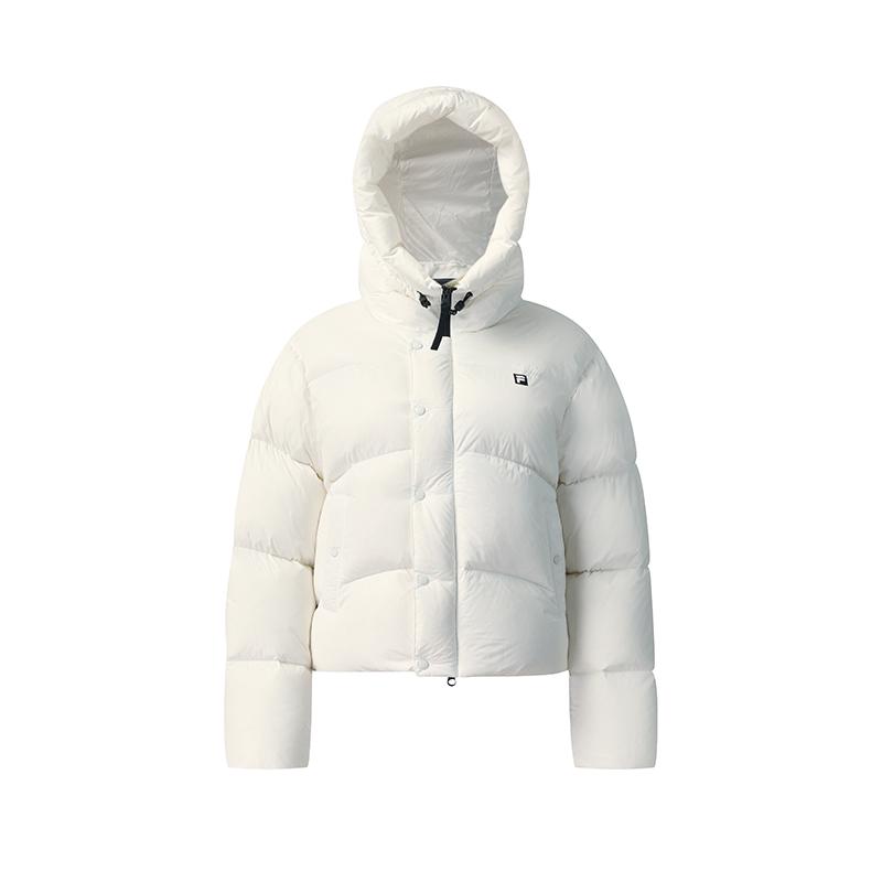 Fila Fitness Simple Solid Color Fashion Retro Classic Versatile Loose Casual Comfortable Warm Hooded Down Jacket Women Outerwear A51W541903FWT