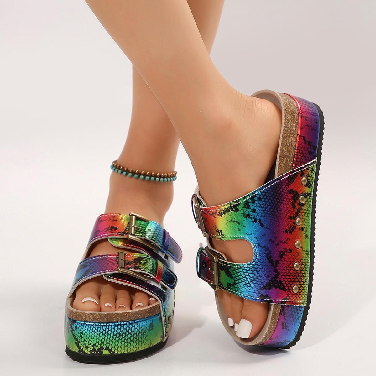 

Сандалии Birkenstock на большой платформе Весна/Лето Новые Металлическая пряжка Пляжная обувь 36 неоновый жёлтый