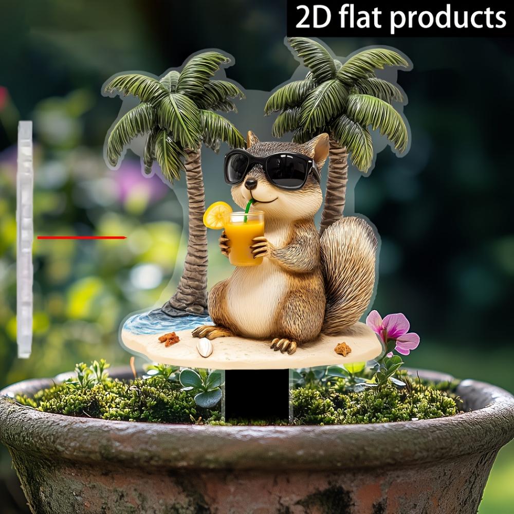Fun squirrel, 2D flat acrylic, decoration, suitable for garden, lawn, potted plants, party, Christmas, Halloween
