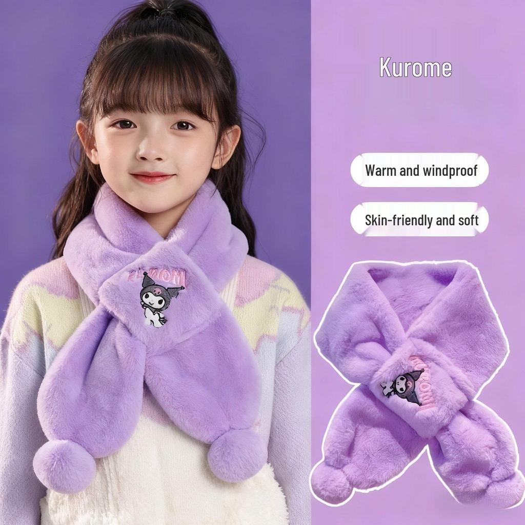 Pluszowy szalik Melody Kids: Ciepły, pogrubiony komin dla dziewczynek - Wiatroszczelny i chroniący przed zimnem na jesień/zimę.