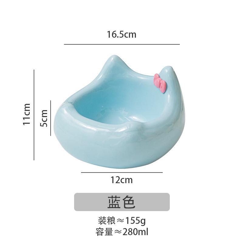 Ceramic Cat Food Basin Pet Bowl Ceramic Cat Bowl Neck Protection Diagonal Mouth Pet Food Basin Cute Overturned