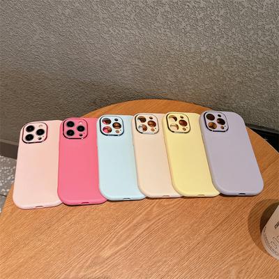 The Fine-hole Chubby Girl Is Suitable for Ip16pro Electroplated Lens Phone Case, Apple 15/14 Matte 12 Solid Color Protective Case