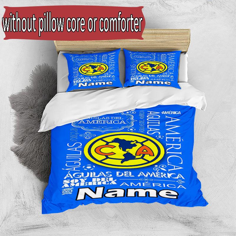 3pcs Duvet Cover Set (1*Duvet Cover + 2*Pillowcase, Without Core), Custom Name Club America Pattern Bedding Set, Home Bedroom Decor Gift