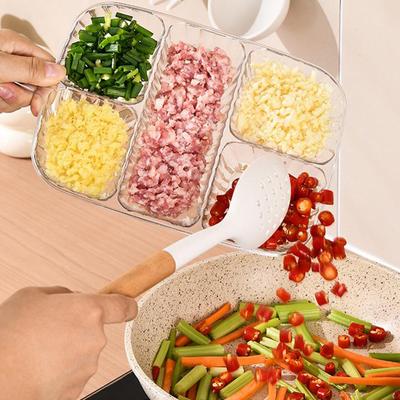 Kitchen Scallion Ginger Garlic Side Dish Compartmentalized Storage Tray 6 Grids Hot Pot Preparation Ingredients Divided Plate
