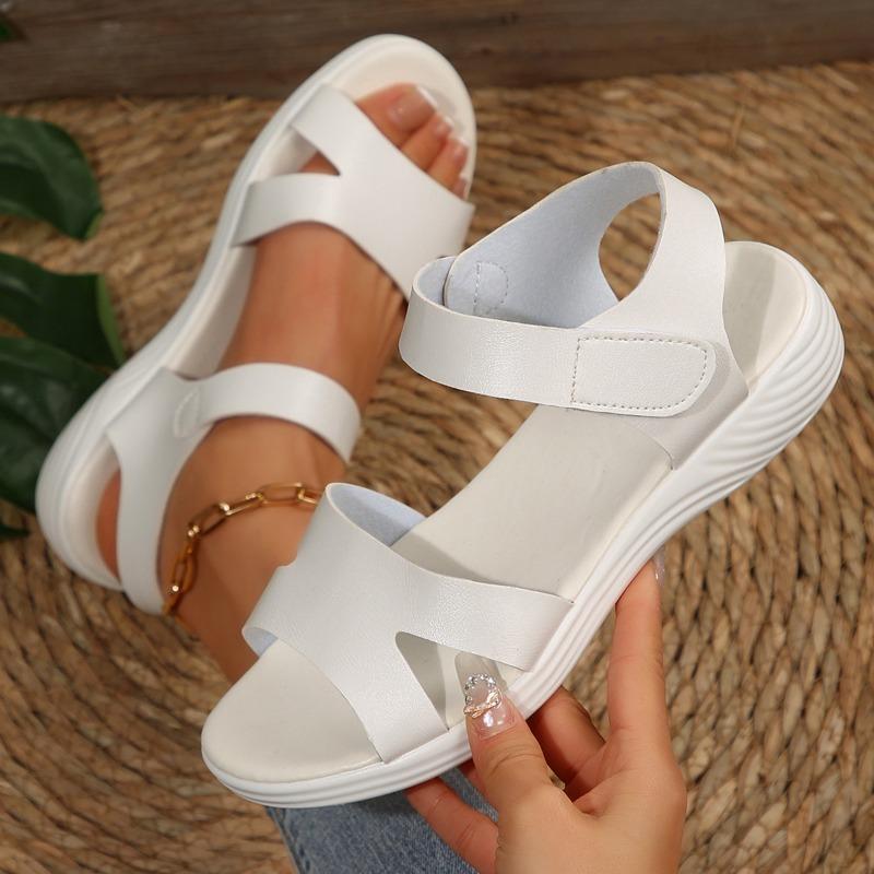 

Sandals women s summer new fashion versatile comfortable Velcro slope heel flat casual sandals women s shoes 36