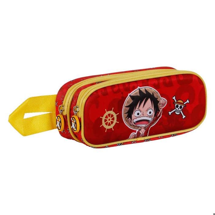 Trousse double 3d - one piece luffy - rouge - taille unique