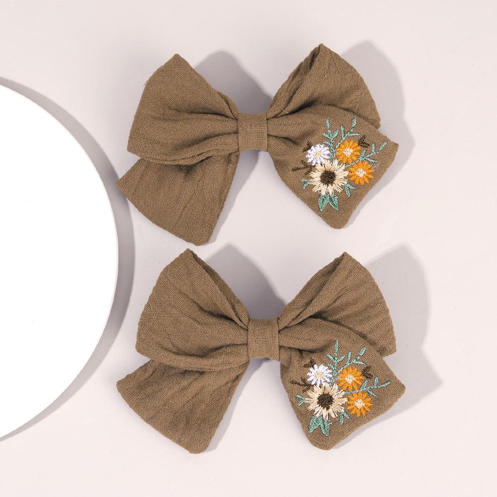 

2 шт. Вышивка Цветочная заколка для волос Ручной работы Модная Милая Винтажная Тканевая Цветок Бант Заколка для Девочки Хлопок Аксессуар для волос Головной убор