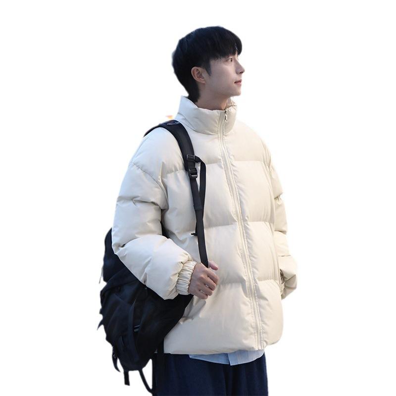 Winter Warm Casual Cotton Coat Men Fashion Versatile Standing Collar Coat Men Long Sleeve Warm Cotton Coat Men Clothing