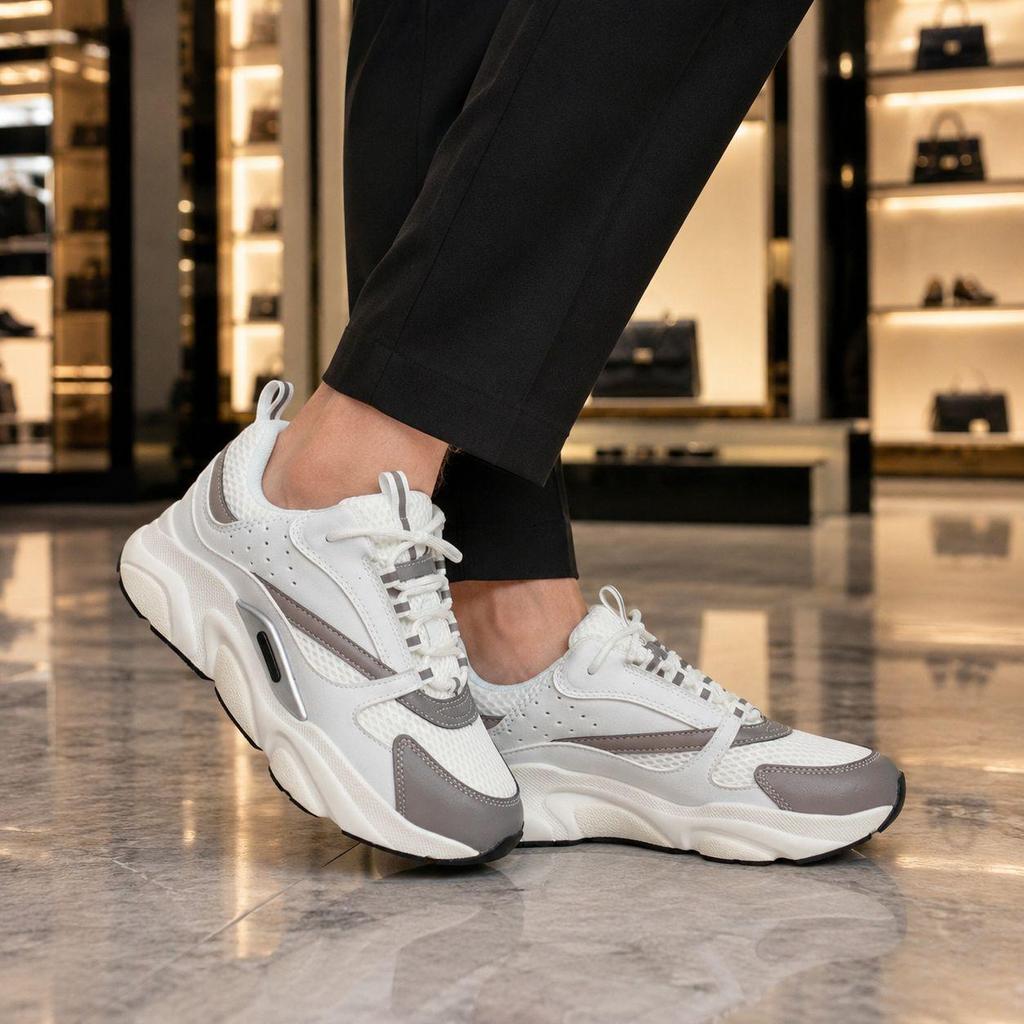 European Station B22 Unisex Thick-Soled Sports Casual Sneakers - Breathable, Height-Increasing Dad Shoes.
