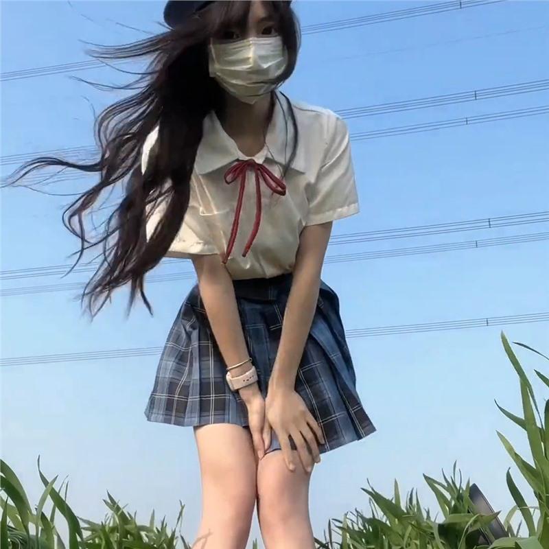 Ju Jingyi Style College Short Sleeve White Shirt for Women