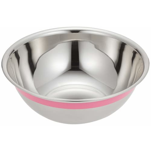 Endo Shoji Commercial TKG Bowl, 24cm, Pink, 18-8 Stainless Steel with Antibacterial Baked Finish, Made in Japan, ABC8821