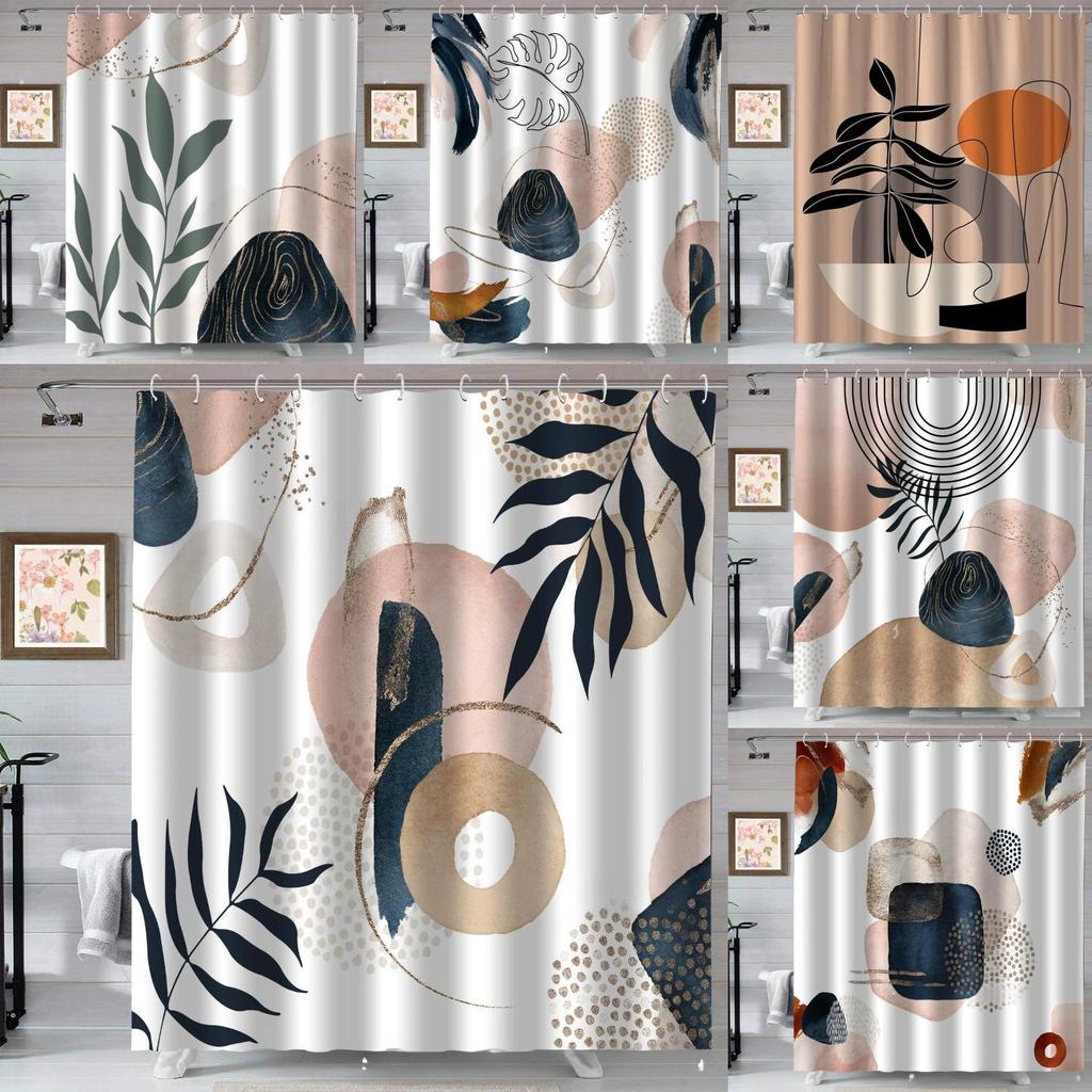 Boho Style Watercolor Polyester Shower Curtain Waterproof Fabric For Bathroom Decor And Privacy Divider