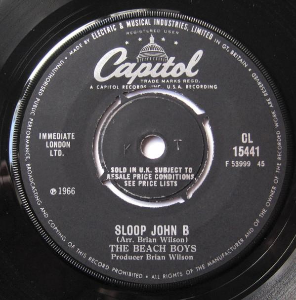 7inch Record BEACH BOYS - Sloop John B CL15441 Capitol Records 1966 UK Rock Used