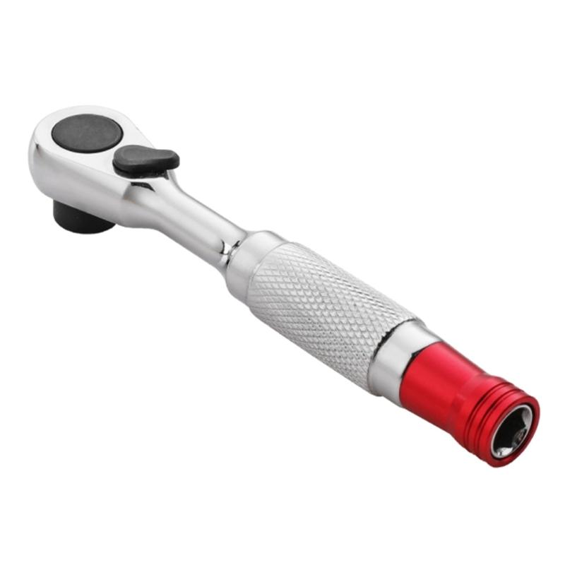 Double Ended Ratchet Wrench Tool Ergonomic Nonslip Handle 1/4" Drive Ratchet HandleFor Home Workshop Use