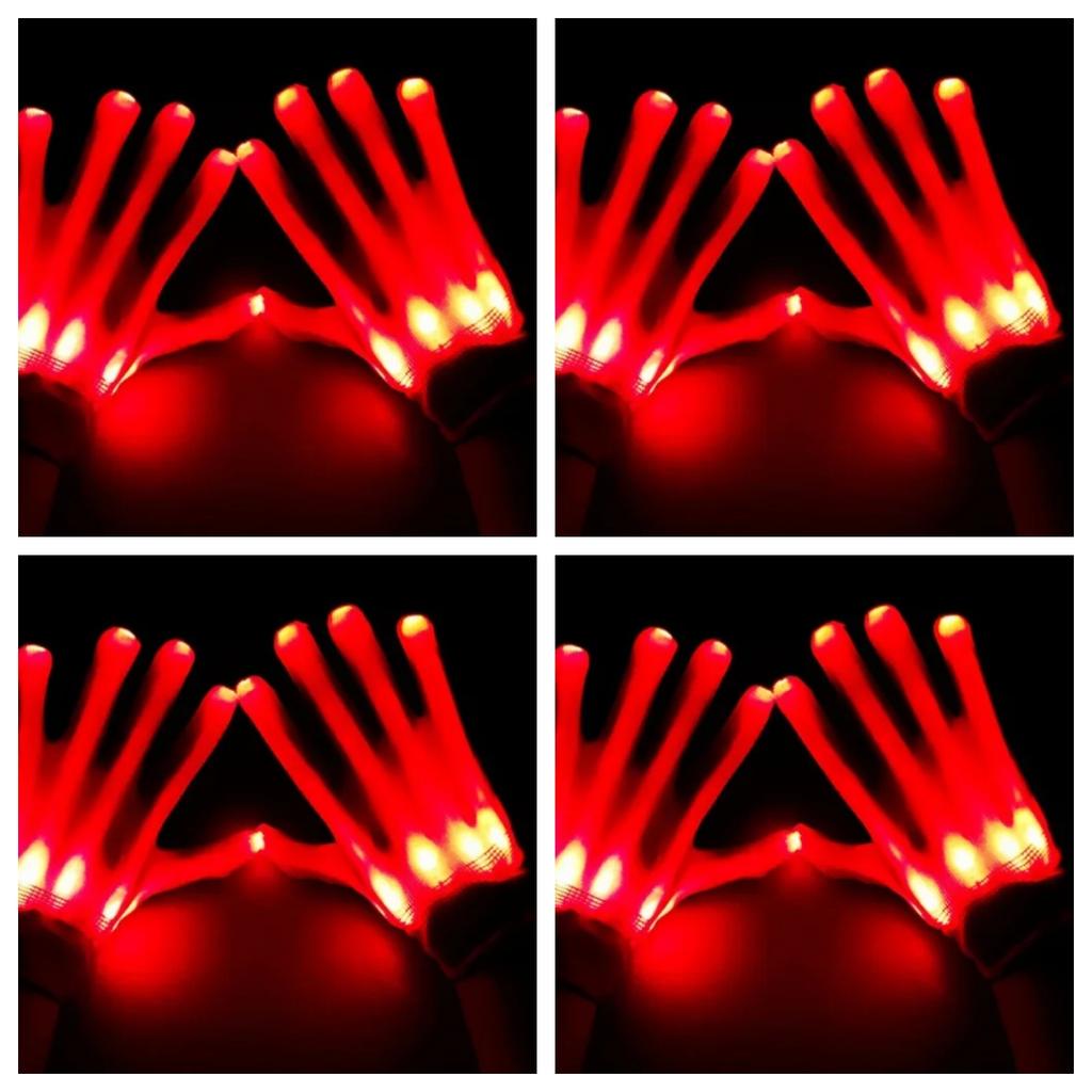 LED Gloves Neon Guantes Glowing Halloween Party Light Props Luminous Flashing Skull Gloves Stage Costume Supplies