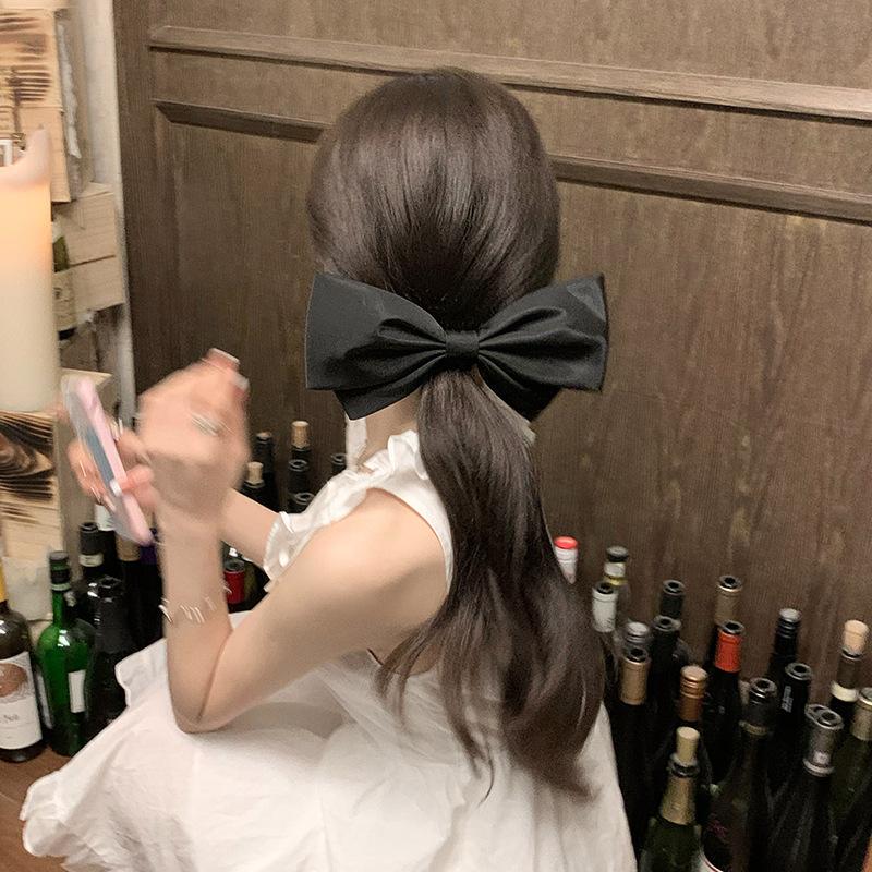 Extra Large Black Bow Hair Clip Women's 3D High-end Feel Spring Clip Hairpin Headwear Hair Accessories