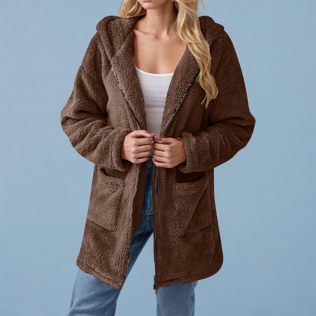 Damski pluszowy wygodny casualowy ciepły płaszcz