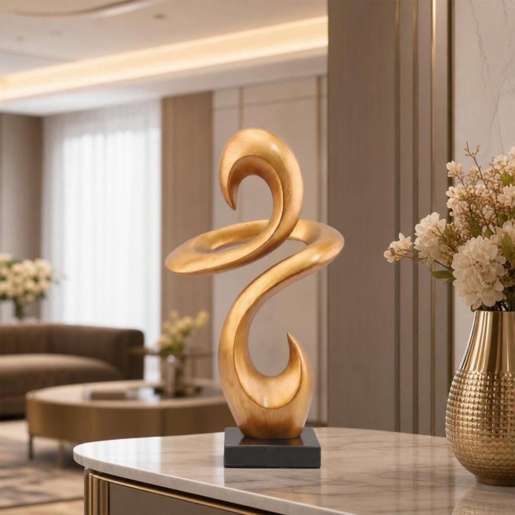Modern Abstract Sculpture gildedToned Decor Fluid for Living Room, Hotel Lobby