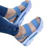 Summer new muffin platform women's sandals open-toe word with muffin wedge heel student sandals women