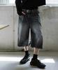 P.IN.O Curved All-Brush Bermuda Denim Pants - Black