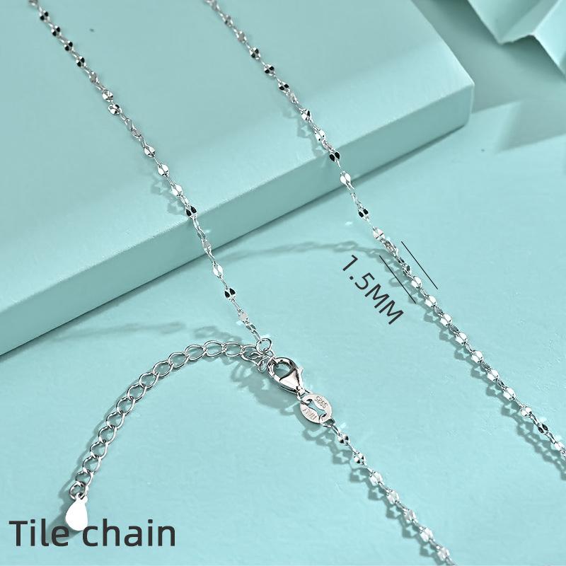 Custom 925 Sterling Silver Italy Link Chain Set Lobster Clasp Adjustable Snake Bone Sweater Chains Necklace Fashion Jewelry