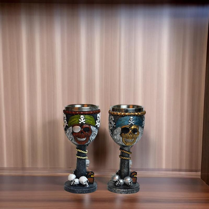 3D Stereoscopic Spooky Skull Resin Goblet Premium Stainless Steel Perfect for Pub Bar Drinkware Halloween Horror Themed Gift