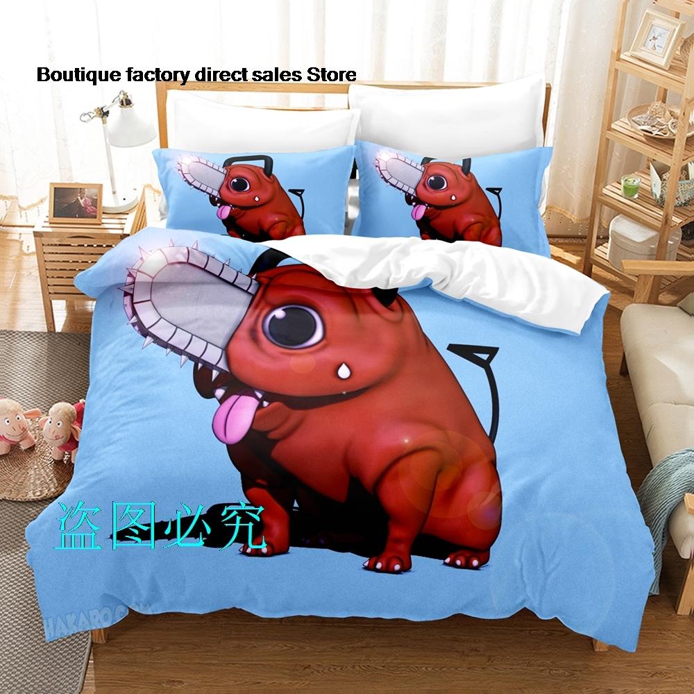 Pochita Chainsaw Man Bedding Set Single Twin Full Queen King Size Bed Set Adult Kid Bedroom Duvetcover Sets Parure De Lit Bed
