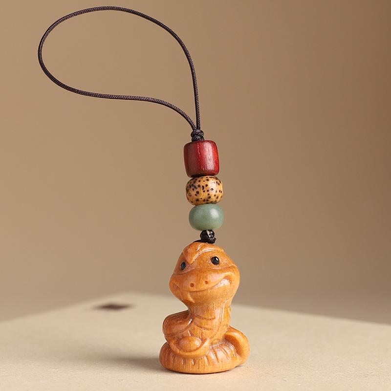 Sandalwood Zodiac Keychain Charm for Men & Women - Cute Mouse Pendant for Keys & Phones