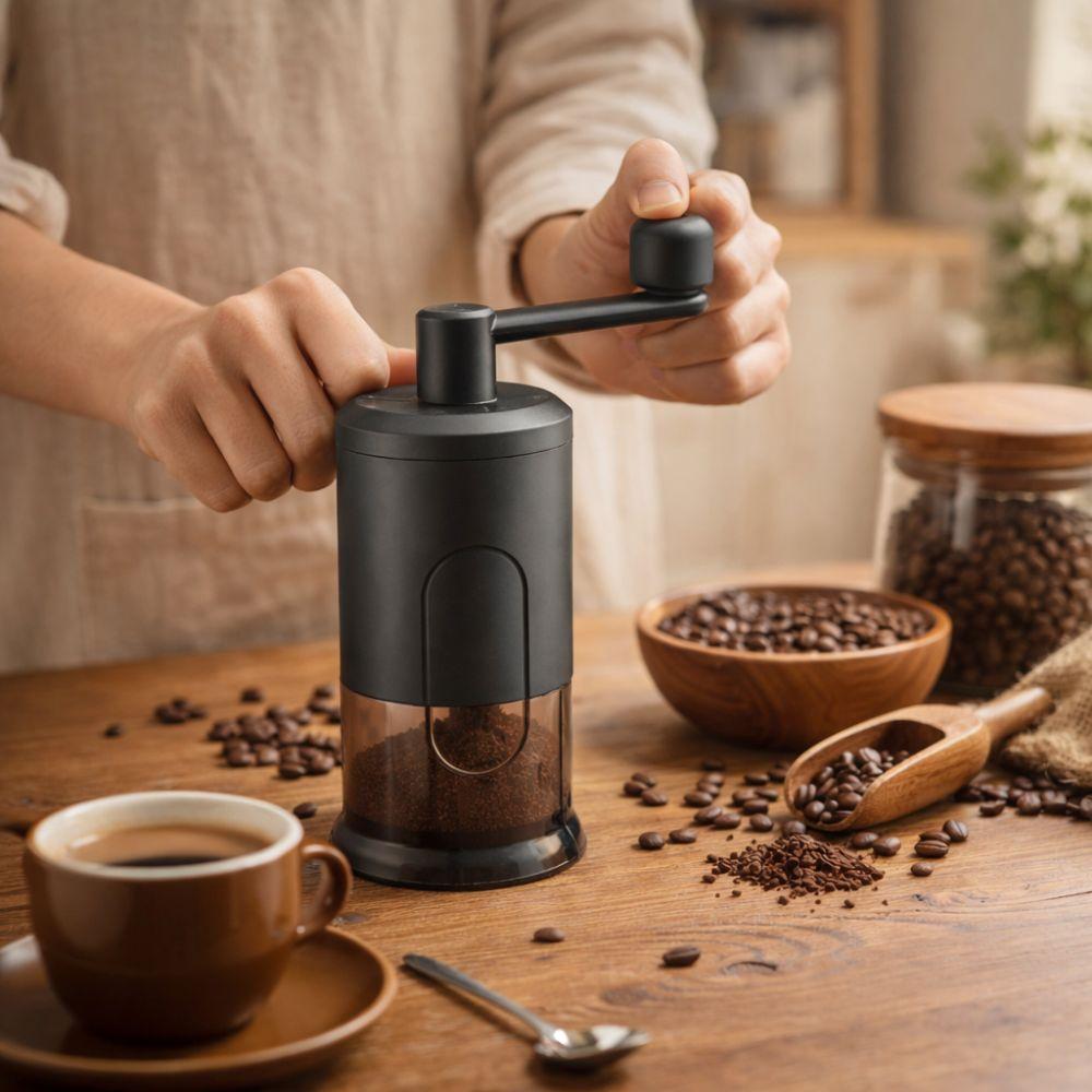 Clear Powder Container Manual Coffee Grinder Adjustable Grind Coffee Bean Grinder  Kitchen Use