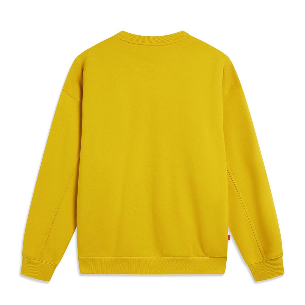 Li Ning Basketball Series Anti-Five Series Letter Round Neck Comfortable Breathable Versatile Loose Sweatshirt Men Sweatshirt Beeswax-Yellow AWDUF79-2