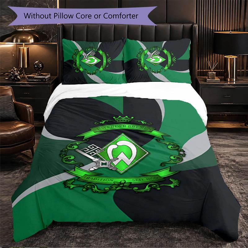 Werder Bremen Football 3 Piece Bedding Set Soft Duvet Cover Set with Pillowcases Printed Bedroom Decor Set for Home