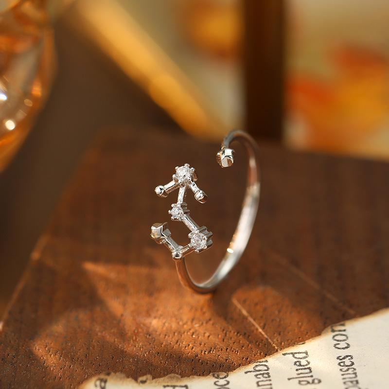 Banyan Tree S925 Silver Zodiac Constellation Ring - Women's Summer Simple Birthday Jewelry