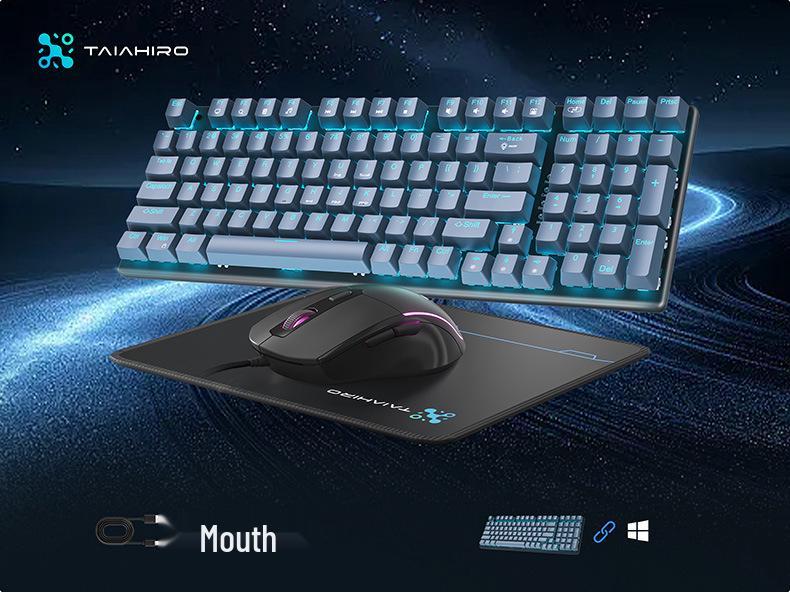 Custom Luminous Wired Mechanical Keyboard & Silent Gaming Mouse Set