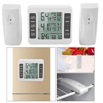 Wireless Digital Audible Alarm Refrigerator Thermometer with Maximum Display for Indoor and Outdoor Use