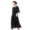 2026 Hangzhou summer heavy silk women, mulberry silk dress women's embroidery V-neck temperament elegant slim casual