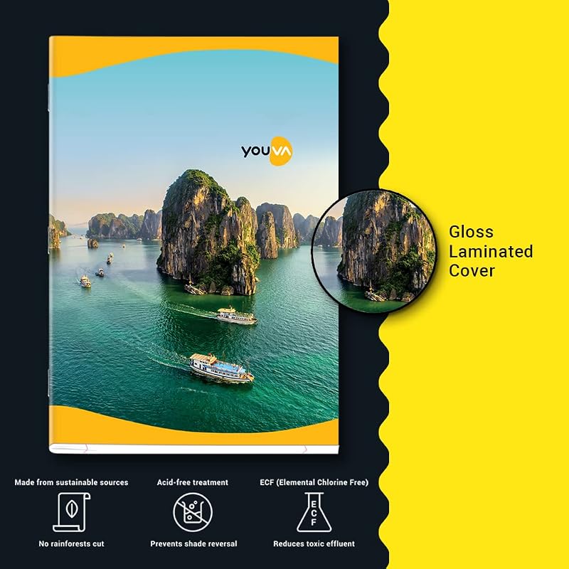 Navneet Youva | Soft Cover Long Notebook for Student | A4 Size (21cm X 29.7cm) | Single Line 172 Pages | Pack of 6