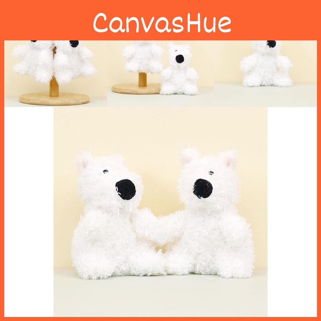 Cute White Westie Plush Keychain Fluffy Dog Bag Accessory Short Fur 13cm