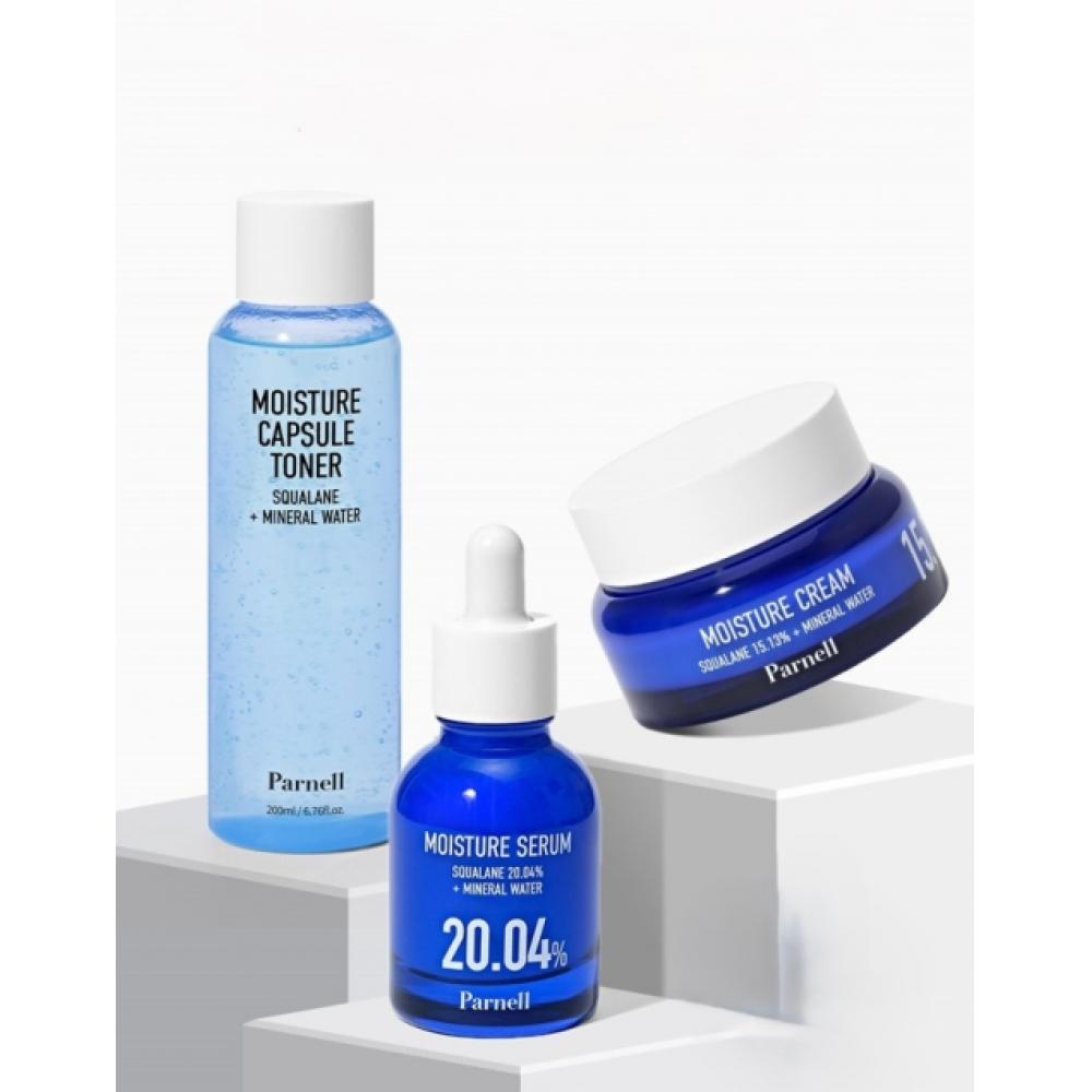 Parnell Squalane Mineral Water Moisture Toner+serum+cream Set  + 2 Free Squalane Masks NONE