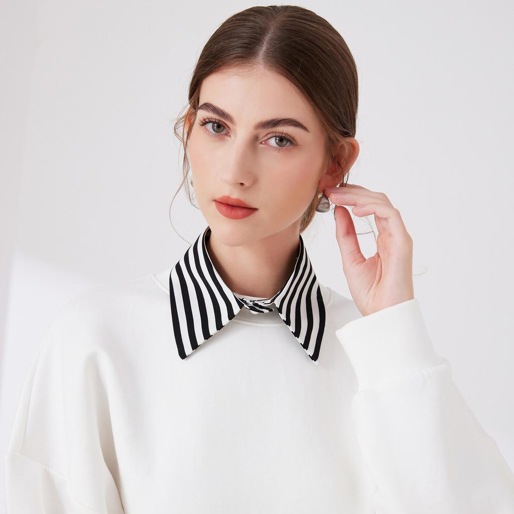 Female Striped Lapel Fake Collar for Women Suit False Collar Shirt Half Shirt Blouse Detachable Neckwear Neck Collar