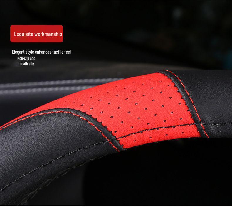 Women's Universal Cartoon Steering Wheel Cover - Four Seasons Carbon Fiber Texture