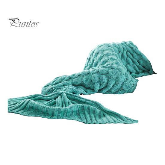 

Mermaid Tail Blanket Knitted Scale Texture Elastic Thick Keep Warm Sleeping Bag for All Seasons Winter Blanket for Sofa Camping Bed Car Use L мятный зеленый