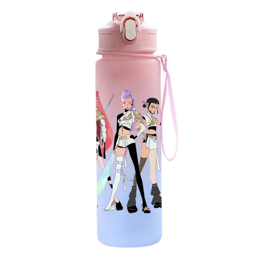 750Ml Water Bottle Cartoon K-Pop Demon Hunters Printed Large Capacity Drinking Cup Portable Outdoor Sports Water Cup Children Kid Gift