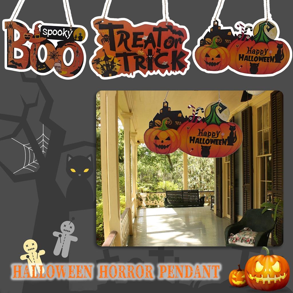 Halloween Wooden Pendant Party Scene Decoration