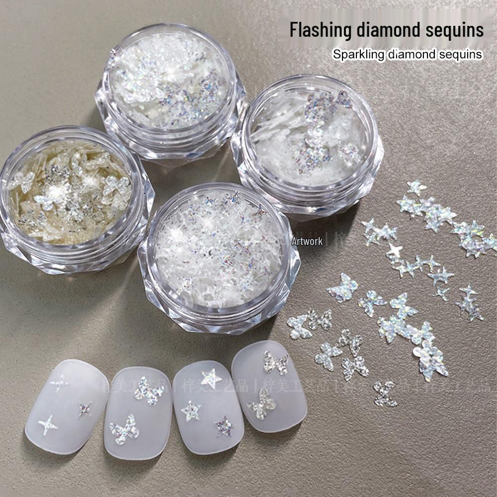 

Ultra-Thin Diamond Star Yarn Glitter 2025: Sparkly Starburst Nail Decorations