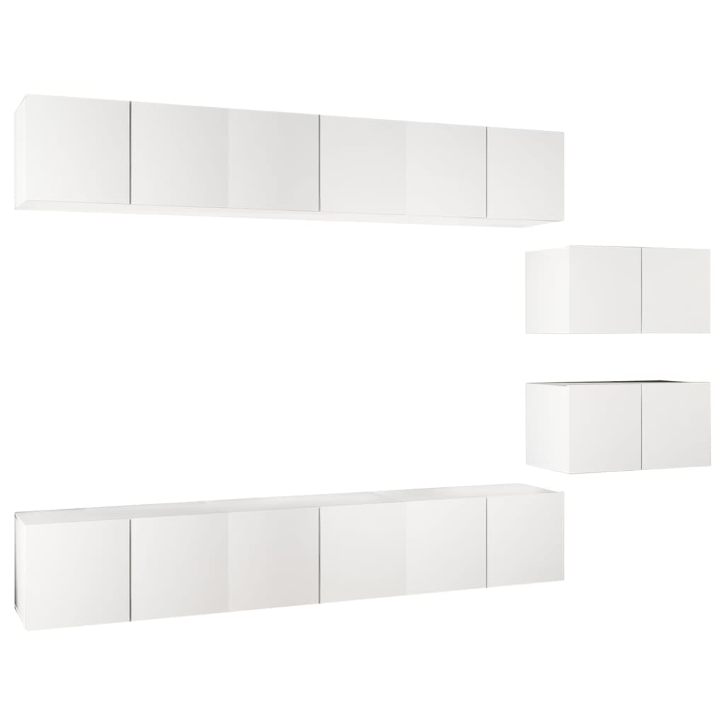 TV Cabinets Set 8 Pieces White Particleboard