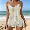 Women's Swimwear Tankini 2 Piece Swimsuit Geometric Color Collision Pattern Vacation Bathing Suits