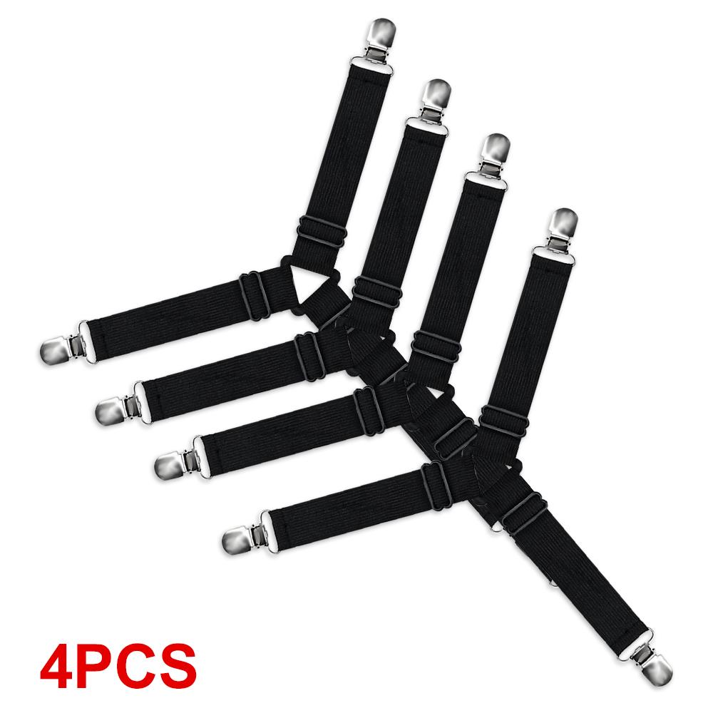 4Pcs/Set Adjustable Bed Sheet Grippers Belt Fastener Bed Sheet Clips Mattress Cover Blankets Quilt Holder Organize Gadgets