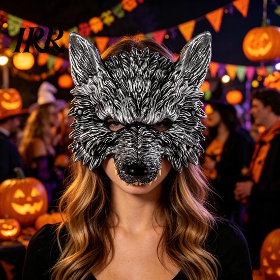 Realistic Wolf Mask 3D Head Mask, High Elastic Lightweight Comfortable Werewolf Medieval Costume with Adjustable Strap for Halloween
